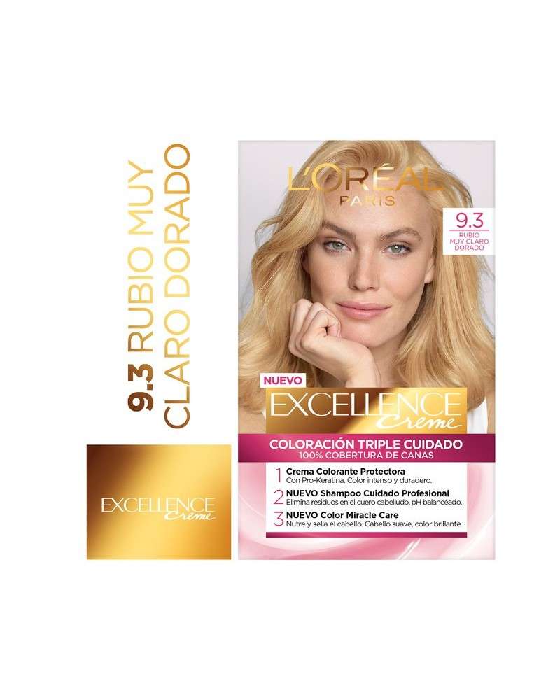 Tintura Permanente Excellence Creme De L'Oréal París 93 Rubio Muy Claro Dorado X 47 Gr  - 1