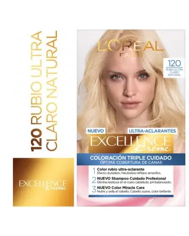 Tintura Permanente Excellence Creme De L'Oréal París 120 Rubio Ultra Claro Natural X 47 Gr  - 1