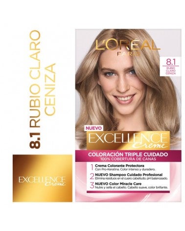 Tintura Permanente Excellence Creme De L'Oréal París 81 Rubio Claro Ceniza X 47 Gr  - 1