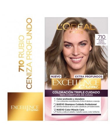 Tintura Permanente Excellence Creme De L'Oréal París 710 Rubio Profundo X 47 Gr  - 1