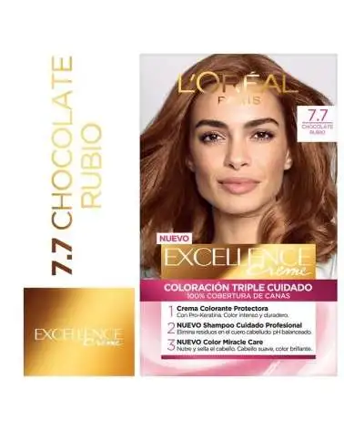 Tintura Permanente Excellence Creme De L'Oréal París 77 Chocolate Rubio X 47 Gr  - 1