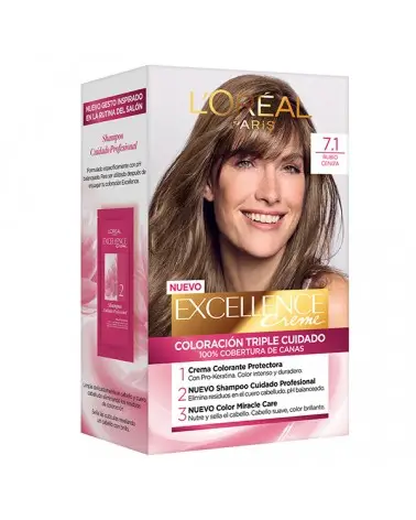 Tintura Permanente Excellence Creme De L'Oréal París 71 Rubio Ceniza X 47 Gr  - 1
