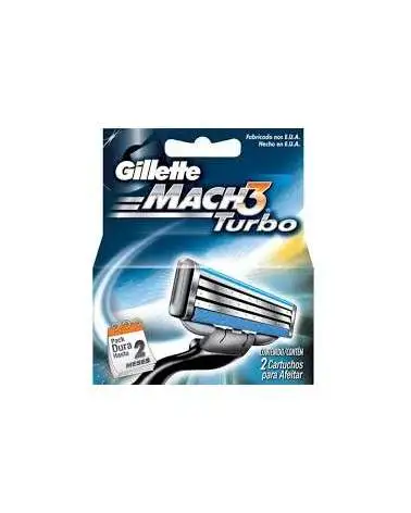 Cartuchos Para Afeitar Gillette Mach3 Turbo 2 Unidades Gillette - 1