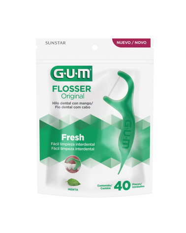 GUM Flossers Original Hilo Dental con Mango Menta Refrescante x 40 unidades