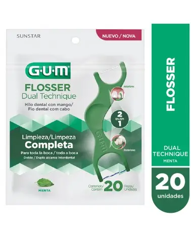 GUM - Flossers Dual Hilo Dental Technique Menta Refrescante X 20 Unidades