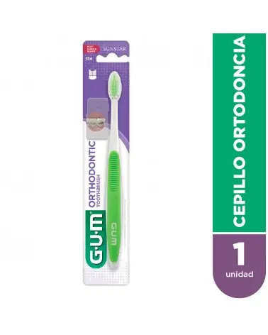 GUM Orthodontic - Cepillo Ortodóntico - 4 Hileras - Con Tapa