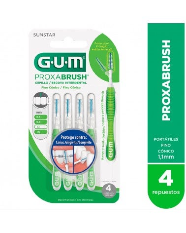 GUM Proxabrush - Cepillos Interdentales Portátiles C/Tapa - 2 - Fino Cónico - 11Mm X 4Unidades