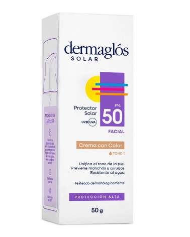DERMAGLÓS - Protector Solar Facial Fps 50 Con Color Tono Claro x 50 gr