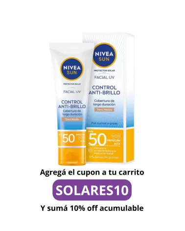 NIVEA - Sun Control Anti-brillo Protector Solar Facial Fps50 Tono Medio x 50 ml